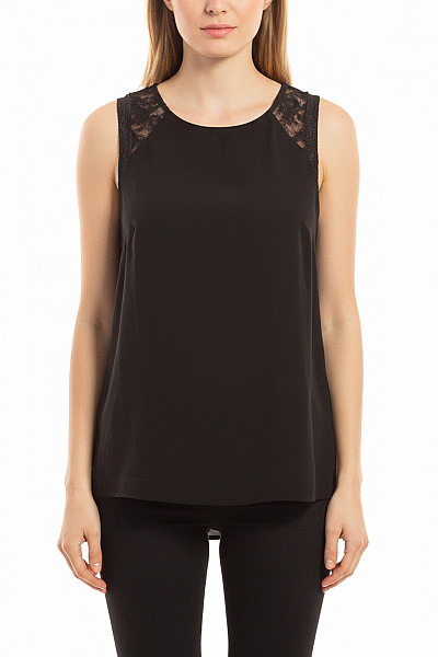 OBJECT Dámská Halenka Bez Rukávů černá Krajková Elegantní Velikost 38