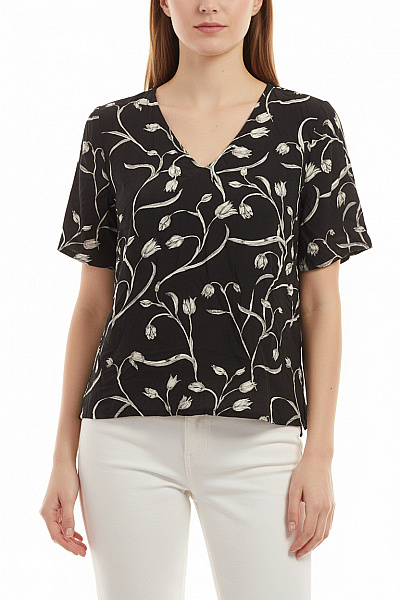 SELECTED Dámská Halenka S Krátkým Rukávem A Potiskem Květinové Vzorované Vel. 38