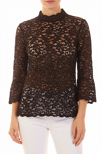 MANGO Dámská Krajková Halenka Se Stojáčkem A 3/4 Rukávem Elegantní Vel. S