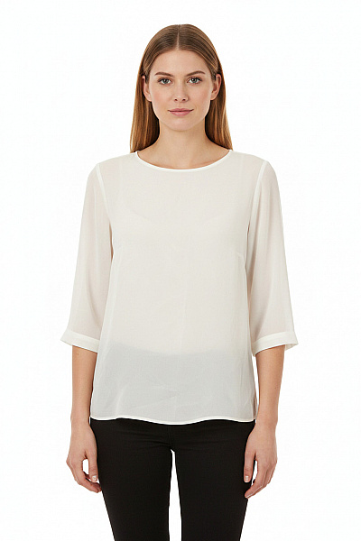 MADELEINE Dámská Halenka S Krátkým Rukávem Elegantní Bílá Průsvitná Velikost XL