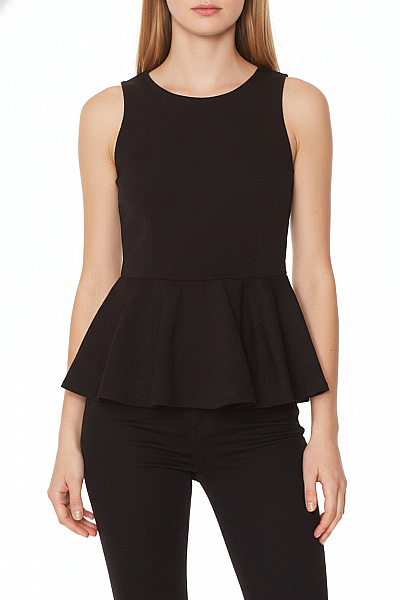 VERO MODA černá Halenka Bez Rukávů Peplum Elegantní Na Zip Velikost XS