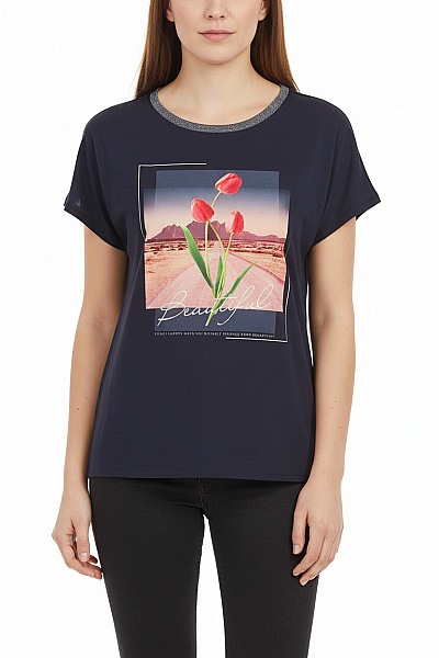 Dámské Tričko S Krátkým Rukávem A Potiskem Květin Vel. L