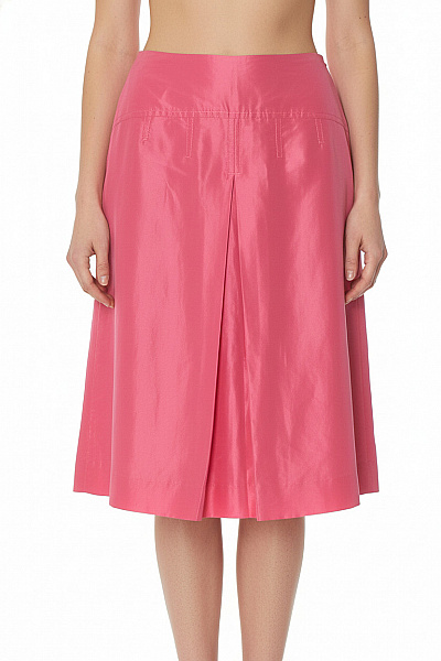 J.CREW Hedvábné Růžové Plisované Midi Sukně S Kapsami Elegantní Velikost 4