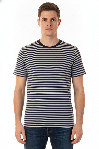 TOMMY HILFIGER Pánské Pruhované Tričko S Krátkým Rukávem Basic Vel. EU XL