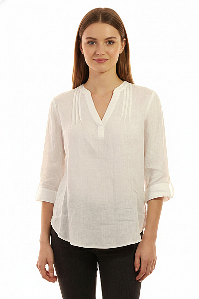 S.OLIVER Dámská Lněná Halenka S 3/4 Rukávem A Výstřihem Do V Vel. EU 36