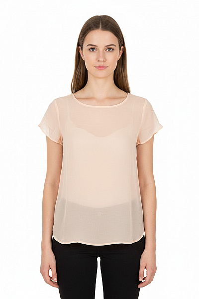 VERO MODA Růžová Halenka Bez Rukávů Průsvitná Volná Velikost EU XS
