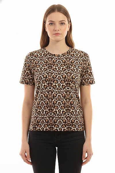 ONLY Dámské Tričko S Krátkým Rukávem A Potiskem Zvířecí Vzor Velikost M