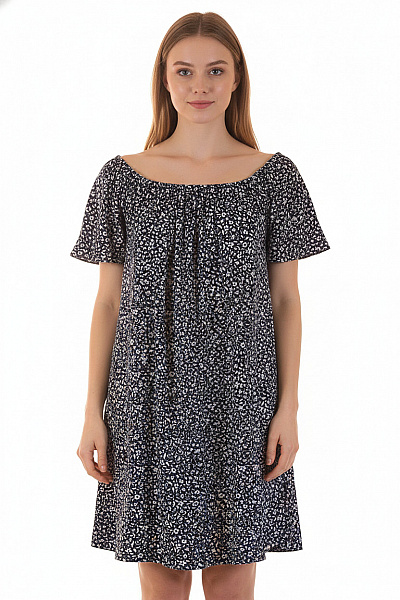 MANGO Modré Květované šaty S Krátkým Rukávem Volnočasové Letní Velikost S
