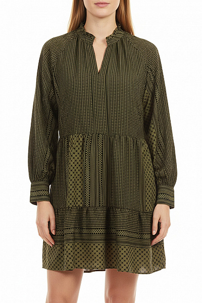 ONLY Zelené šaty S Dlouhým Rukávem A Potiskem Boho Velikost 40