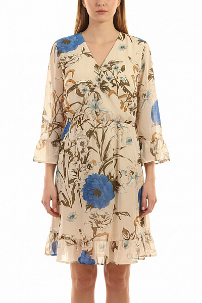 OBJECT Dámské šaty S Dlouhým Rukávem Květované Zavinovací Velikost 42