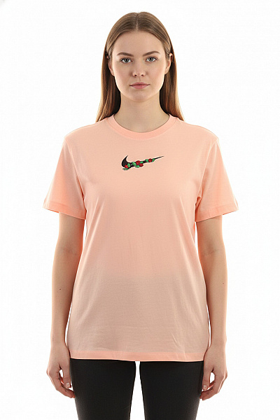 Nike Růžové Tričko S Krátkým Rukávem A Květinovým Potiskem Vel. L
