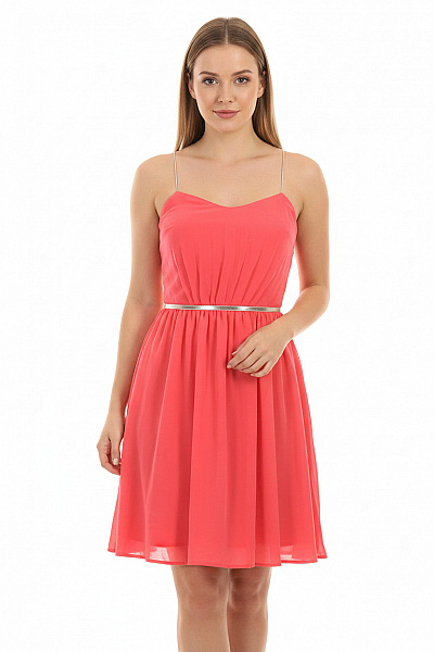 MANGO Dámské šaty Na Ramínka Krátké Letní Plisované Růžové Vel. M