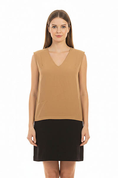 MANGO Dámské šaty Bez Rukávů Midi Hnědé Polyesterové Velikost M