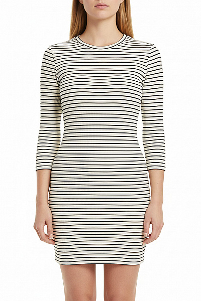 Missguided Dámské šaty S Dlouhým Rukávem Pruhované úpletové Volnočasové Velikost EU 40