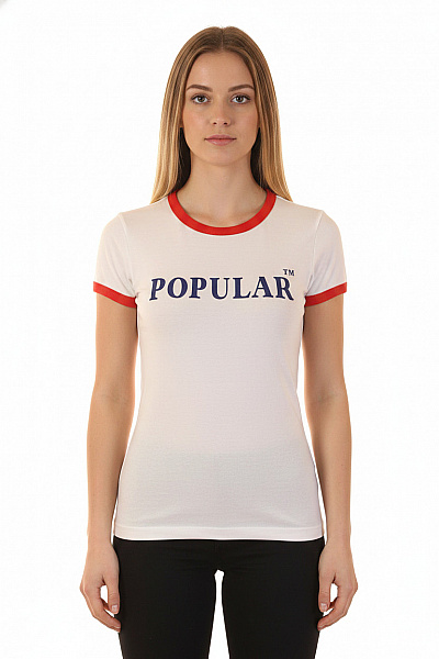 Bershka Dámské Tričko S Krátkým Rukávem A Potiskem POPULAR Velikost S