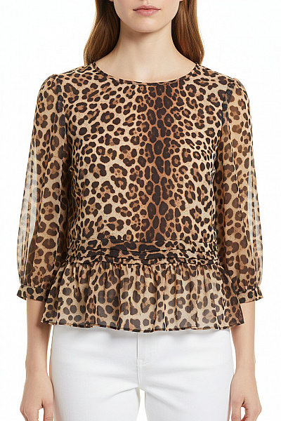 River Island Dámská Halenka S Dlouhým Rukávem A Potiskem Zvířecí Vzor Vel. 40