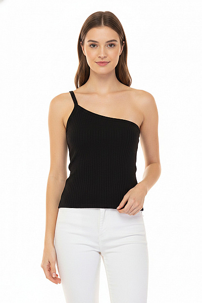 ZARA Dámské černé Tričko Bez Rukávů Asymetrické Crop Top Velikost EU S