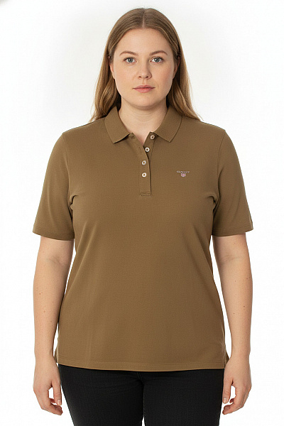 GANT Dámské Hnědé Bavlněné Polo Tričko S Krátkým Rukávem Vel. XL