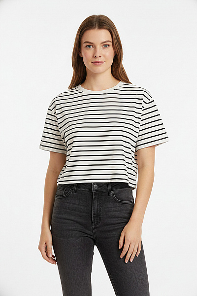 URBAN CLASSICS Dámské Tričko Krátký Rukáv Pruhované Crop Top Basic Velikost S