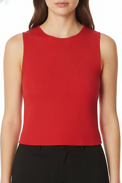 ZARA červené Tílko Bez Rukávů Crop Top Basic Vel. M