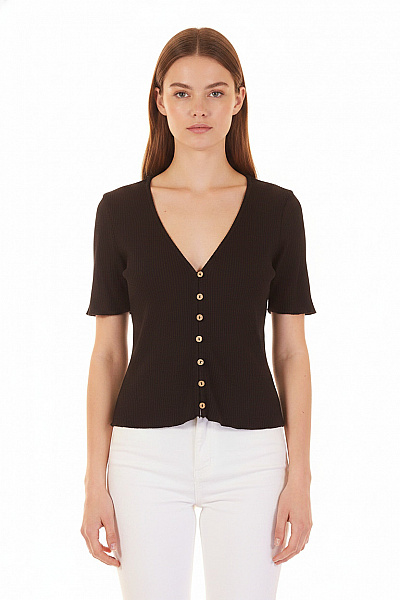 ZARA Dámské Tričko Krátký Rukáv černé Jednobarevné Basic Crop Top Velikost S