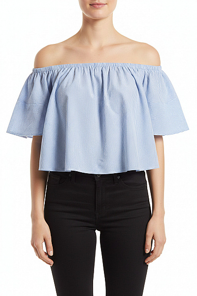 New Look Dámská Halenka S Krátkým Rukávem Pruhovaná Volná Crop Velikost EU 38