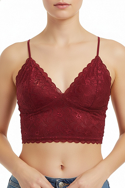 Bik Bok Dámské Krajkové Crop Top Bez Rukávů červené Velikost L