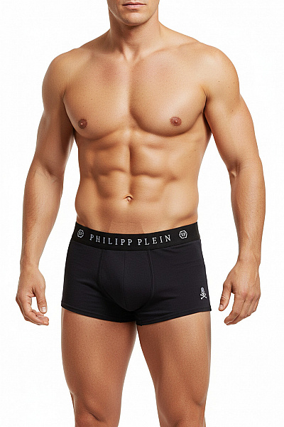 PHILLIP PLEIN Pánské Boxerky Bavlněné Modré S Potiskem Lebky Velikost L