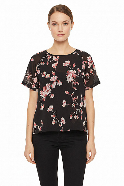 VERO MODA Dámská Halenka S Krátkým Rukávem A Květinovým Potiskem Velikost S