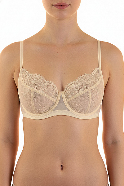 Hunkemoller Dámské Prádlo Podprsenka Krajková Průsvitná Béžová Velikost EU 75D