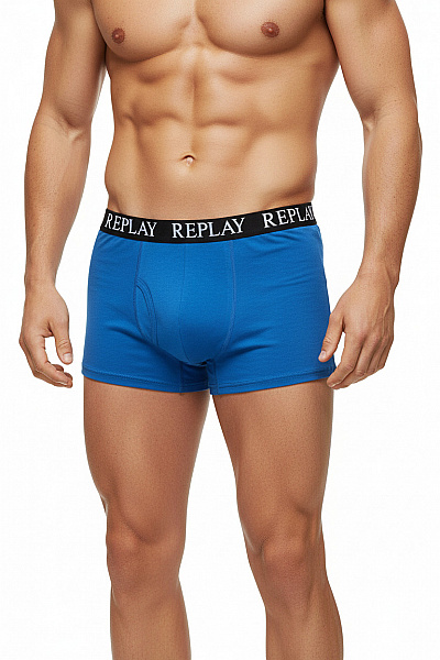 REPLAY Modré Bavlněné Boxerky S Logem Velikost XL