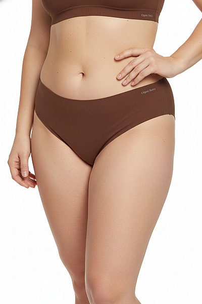 Organic Basics Dámské Kalhotky Hnědé žebrované Velikost XXL