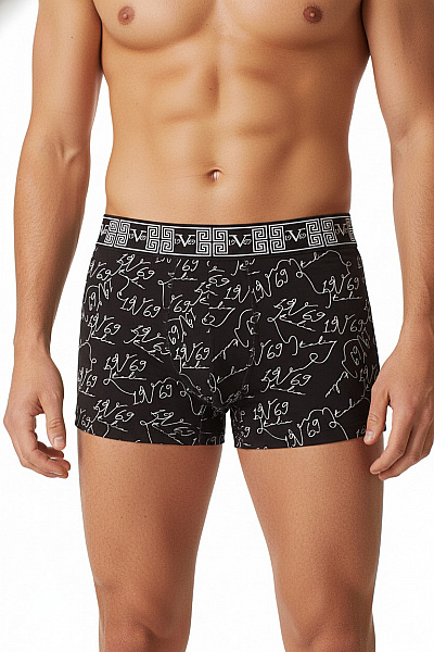 VERSACE Pánské Boxerky černé S Potiskem Velikost S