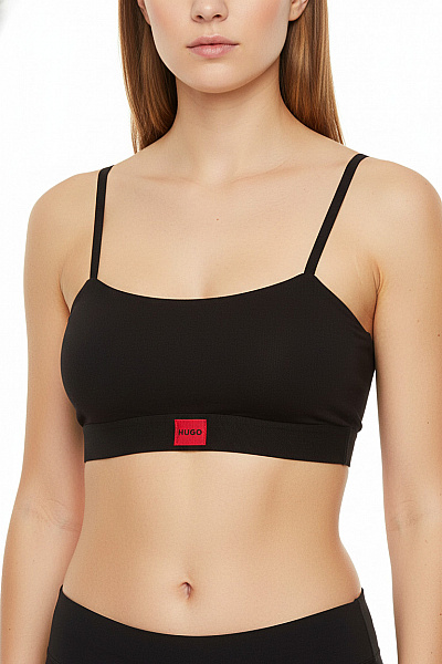 Hugo Boss Černý Crop Top Podprsenkový Top Hladký Na Cvičení Velikost XS