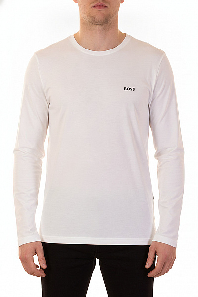 Hugo Boss Tričko S Dlouhým Rukávem A Nápisem Basic Bílé Velikost XL