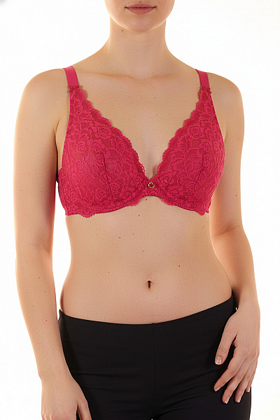 Dámská Krajková Podprsenka Push Up Růžová