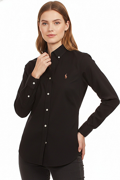 Ralph Lauren Dámská černá Košile S Dlouhým Rukávem A Výšivkou Vel. EU L