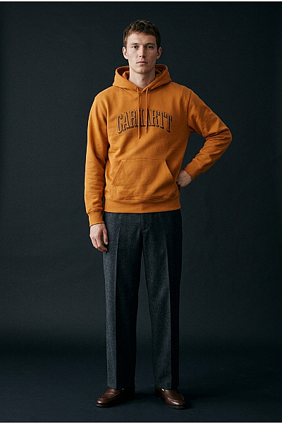 Carhartt Pánská Oranžová Mikina S Kapucí A Potiskem Vel. EU L