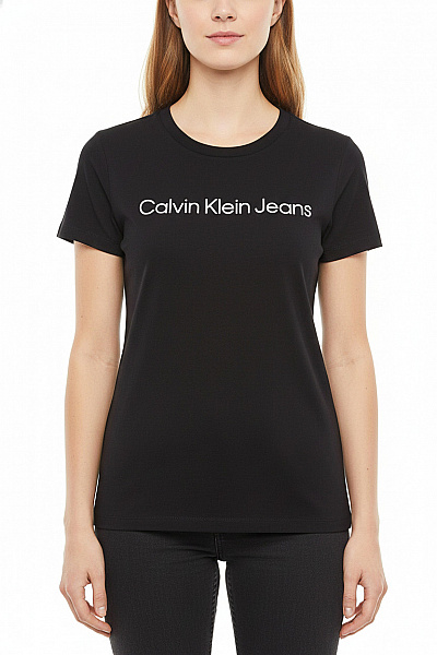 Calvin Klein Dámské Tričko S Krátkým Rukávem A Nápisem Basic černé Vel. EU M