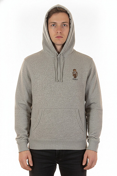 Ralph Lauren šedá Mikina S Kapucí A Výšivkou Medvídka Přes Hlavu Vel. L