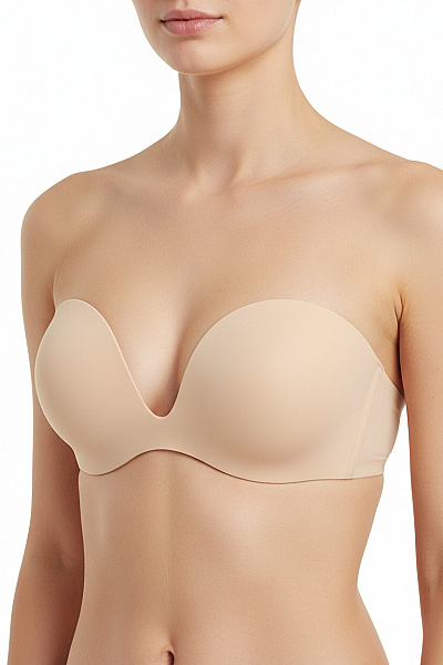 Magic Body Fashion Dámská Samodržící Podprsenka S Hlubokým Výstřihem Hladká Béžová Velikost C