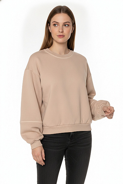 G-Star Dámská Mikina S Dlouhým Rukávem Béžová Crop Crewneck Streetwear Vel. M