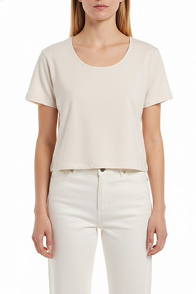 American Vintage Dámské Tričko S Krátkým Rukávem Bílé Crop Top Basic Vel. EU 38