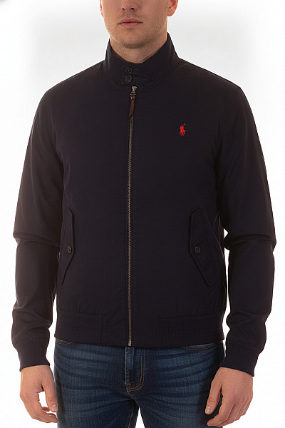 Ralph Lauren Pánská Bavlněná Bunda Bomber Tmavě Modrá Se Zipem Vel. EU M
