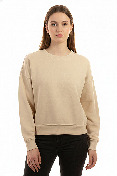 ONLY Dámská Béžová Mikina S Dlouhým Rukávem Crewneck Jednobarevná Vel. M