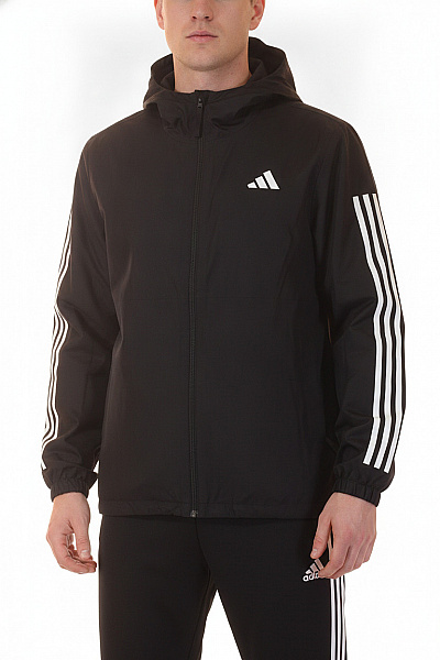 ADIDAS Pánská černá Bunda S Kapucí A Pruhy Na Rukávech
