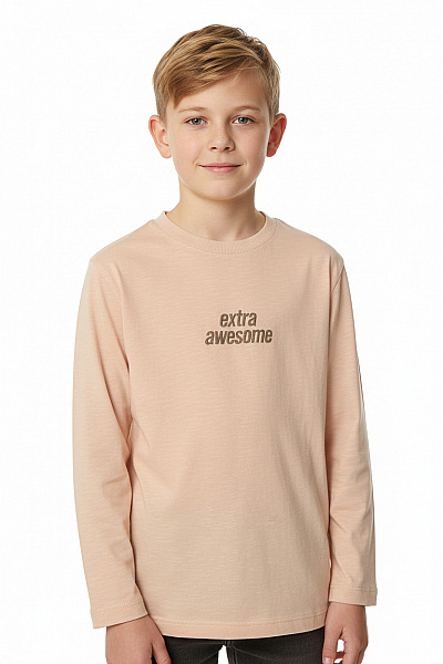 Next Dětské Tričko S Dlouhým Rukávem Bavlněné Extra Awesome Béžové Velikost 110