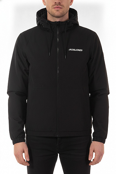 JACK & JONES Pánská černá Bunda S Kapucí A Zipem Velikost EU L