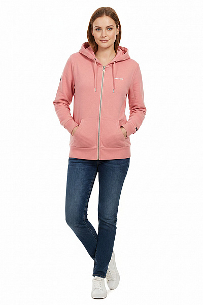 SUPERDRY Růžová Mikina S Kapucí A Dlouhým Rukávem Na Zip Velikost 44