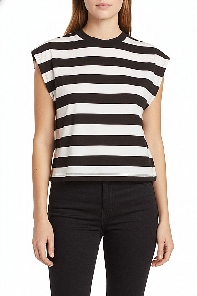 URBAN CLASSICS Dámské Tričko Bez Rukávů Pruhované Crop Top Velikost EU M